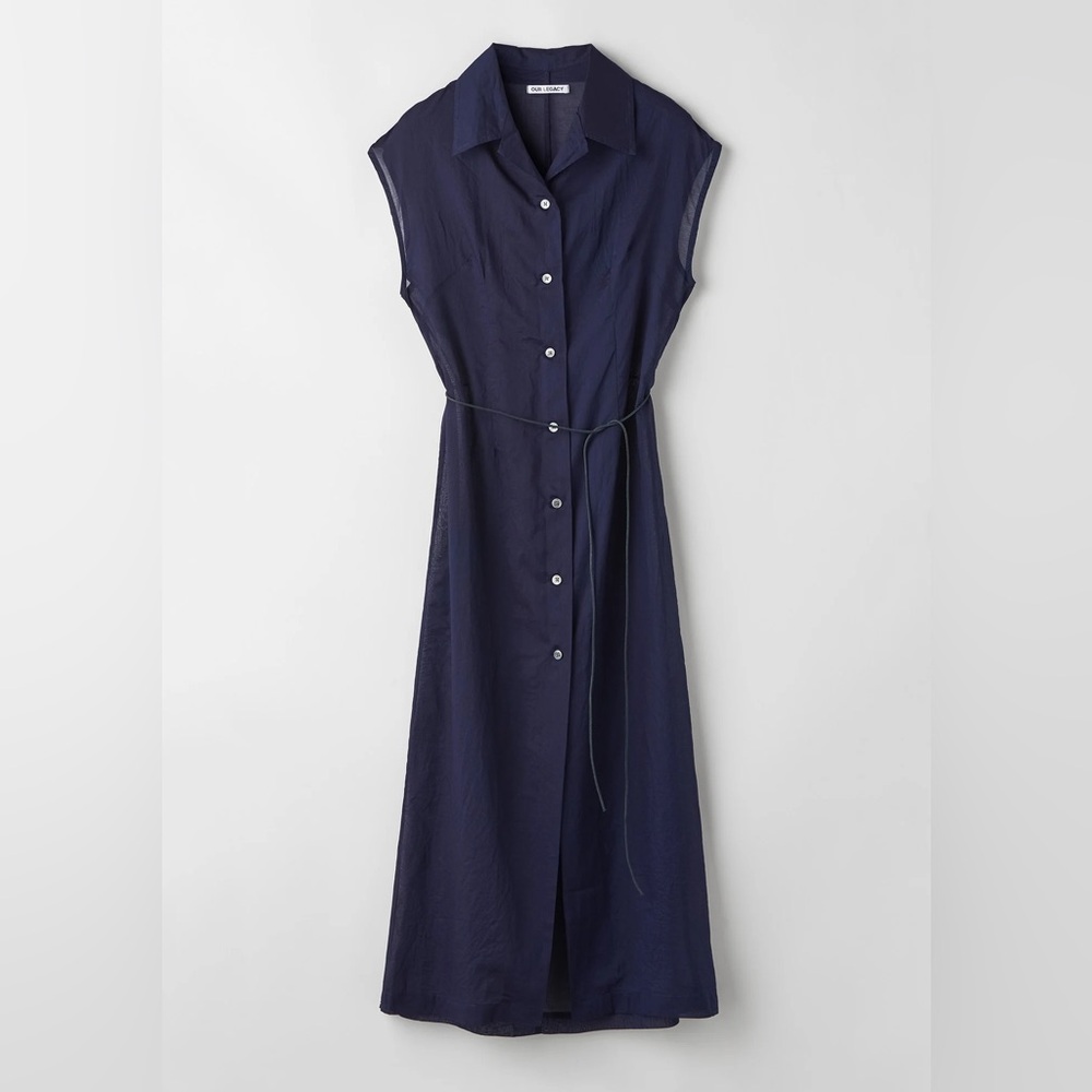 OUR LEGACY NARROW SLEEVELESS SHIRT DRESS SS 2020 Indigo Blue 32